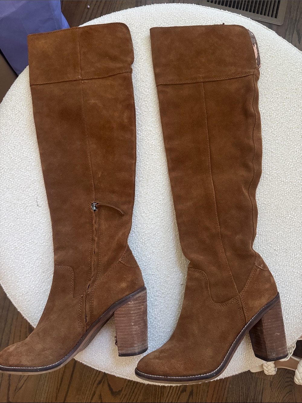 Leather-Look Tall Women's Boots in Brown - Classic Suede Knee-High